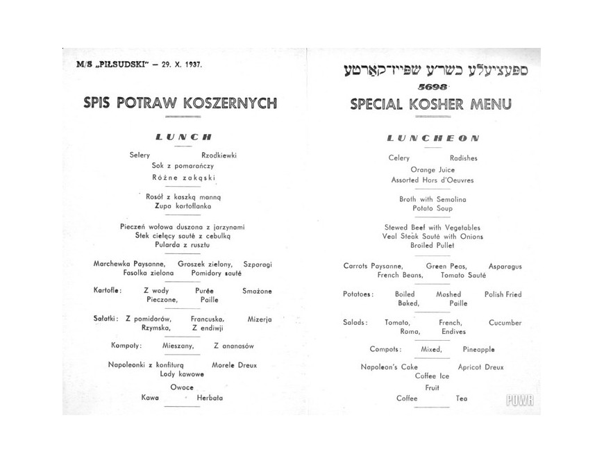 Koszerne menu obiadowe