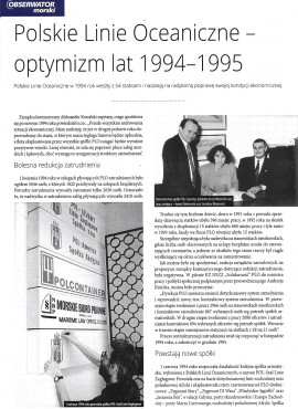 Polskie Linie Oceaniczne - optymizm lat 1994-1995